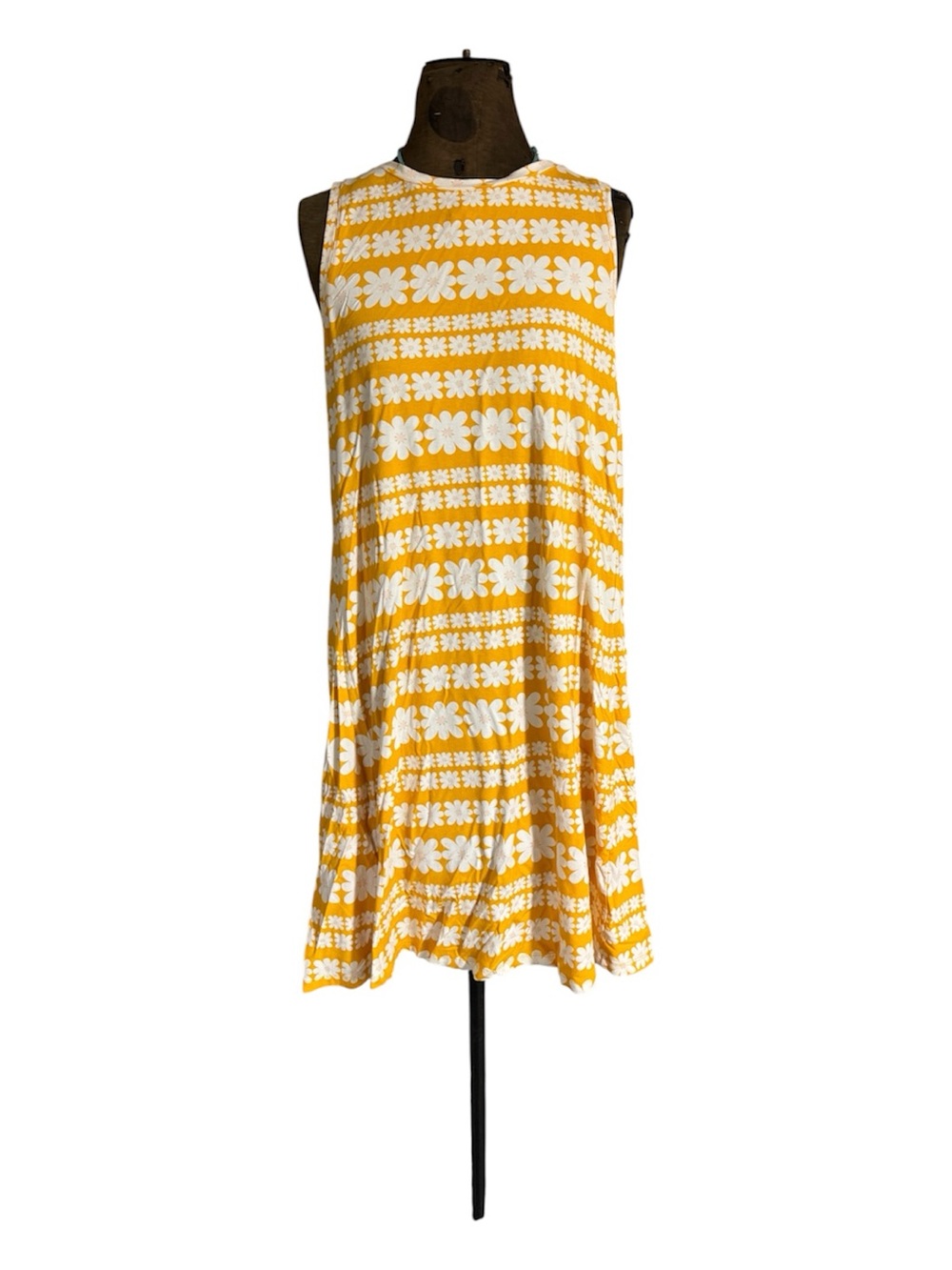 Loft 604 Yellow and White Floral Stripe Sleeveless Mini Dress
